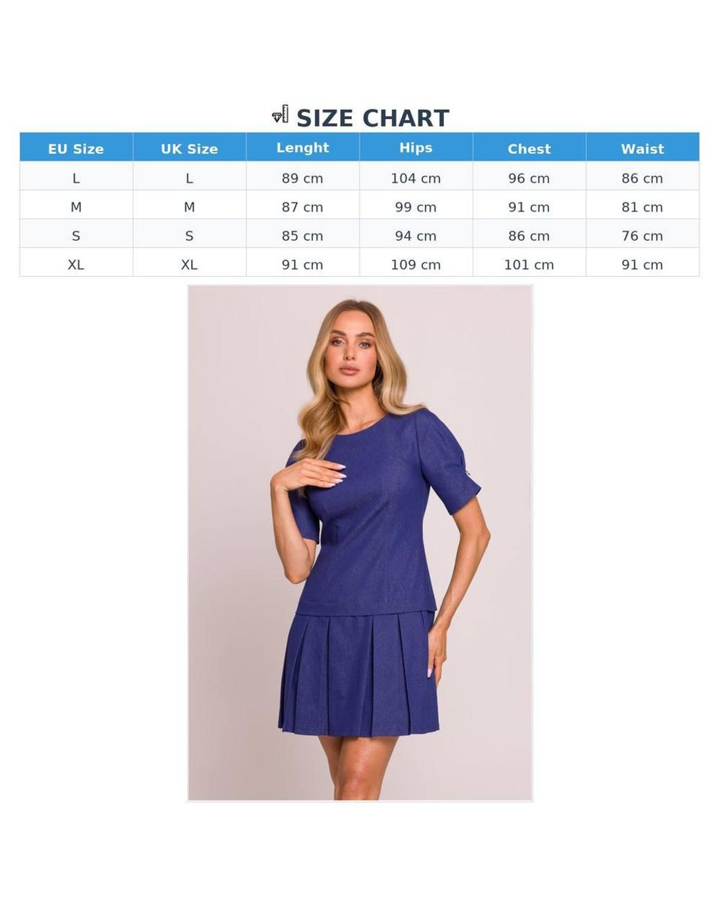 Love Lace Blue Cotton Short Sleeve Mini Dress With Zip