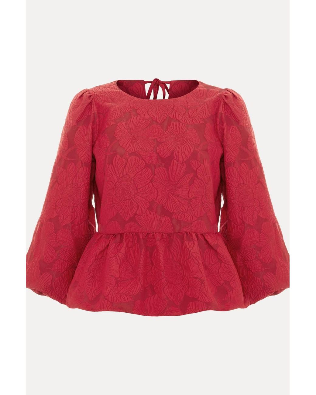 Phase Eight Red Ellis Peplum 3/4 Sleeve Hem Top