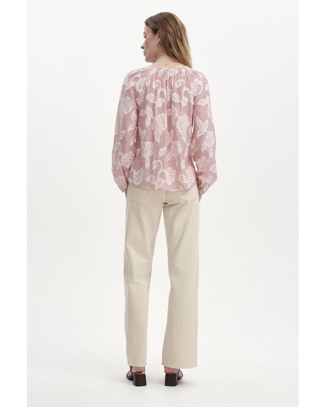 Finery London Pink Ivie Button Through Long Sleeve Blouse