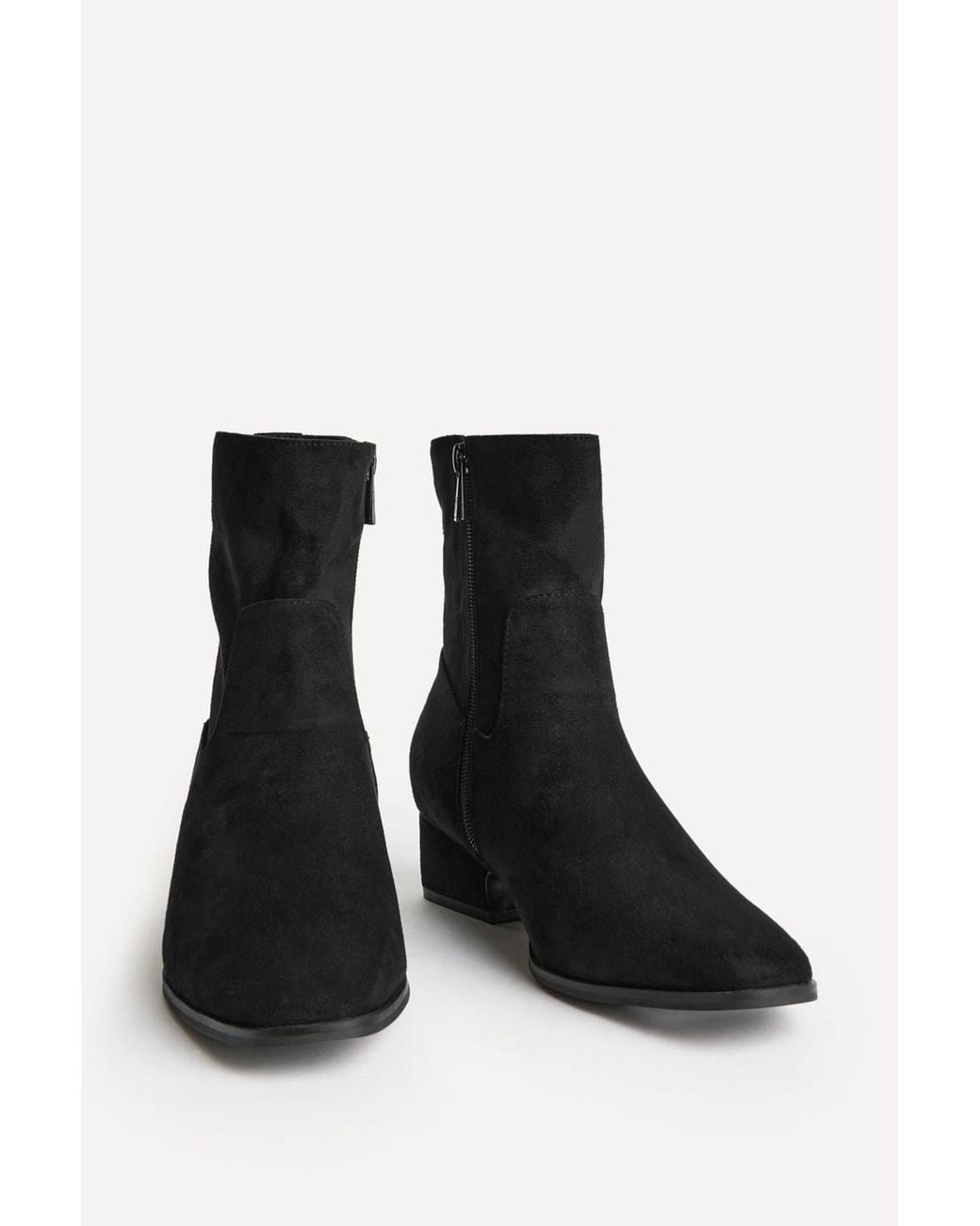 Linzi Black Chalet Faux Suede Ankle Boots
