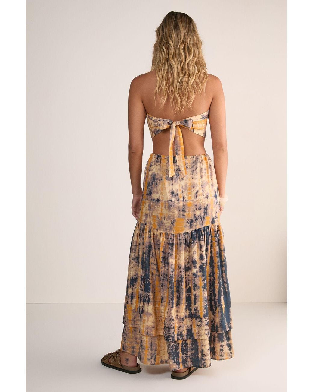 Nasty Gal Natural Tie Dye Tiered Maxi Skirt