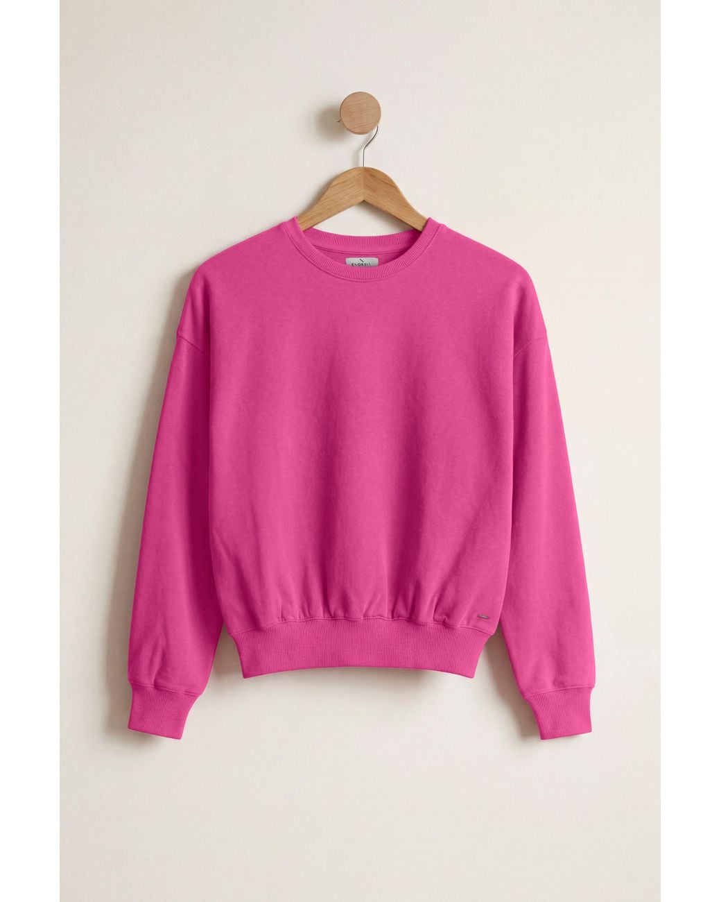 Enorsia Pink Oversized Terry Crop Sweatshirt