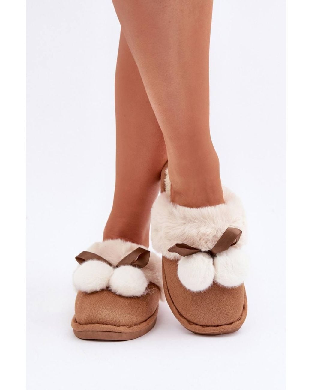 Love Lace Brown Soft Fur Lined Cozy Warm Indoor Outdoor Slippers For Cold Days
