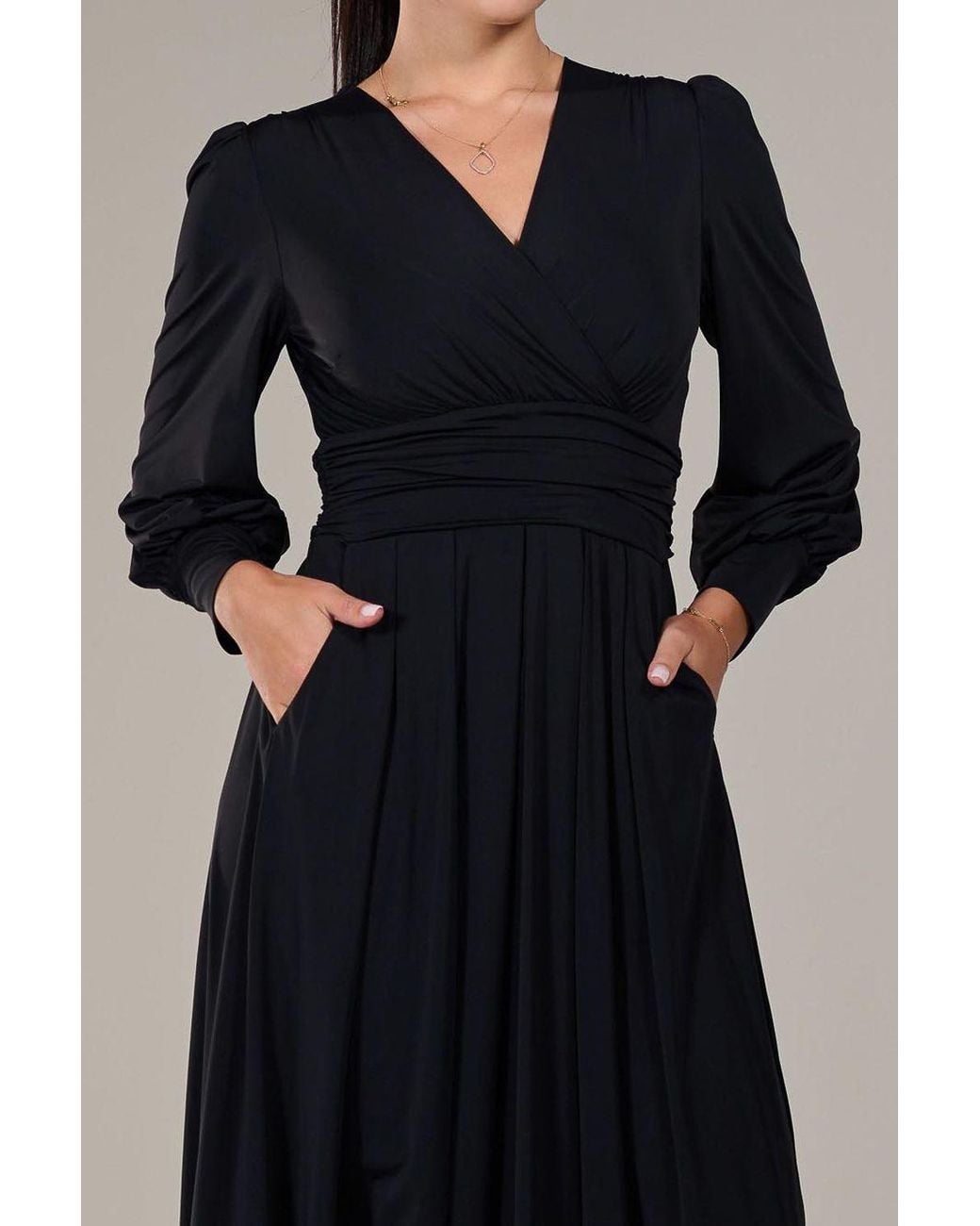 Jolie Moi Blue Long Sleeve Soft Silky Jersey Midi Dress