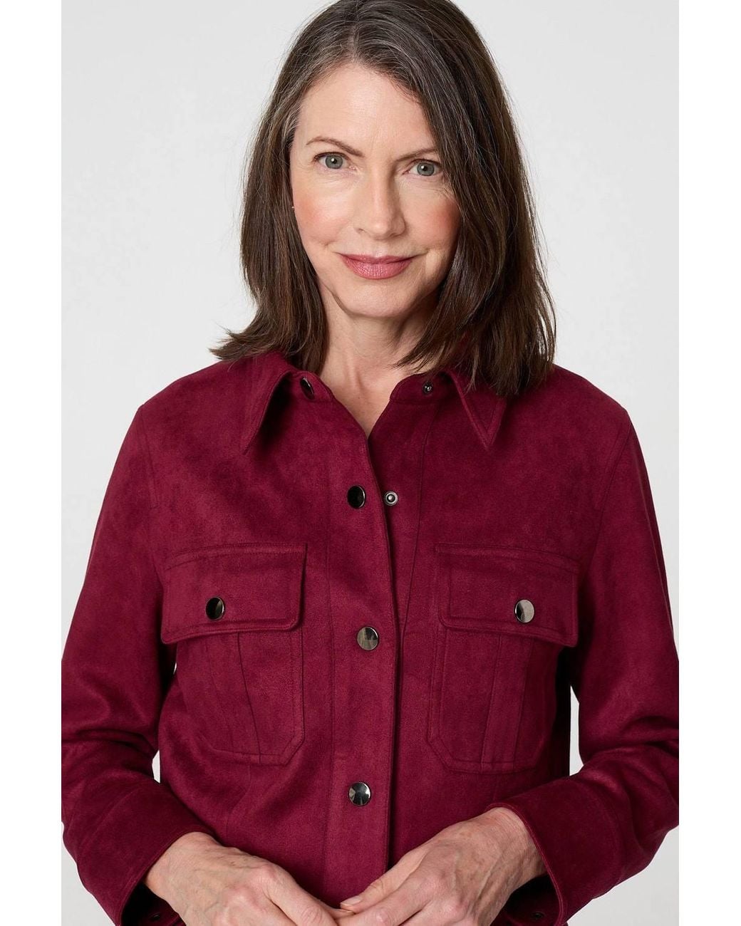 Izabel London Faux Suede Cropped Collared Jacket