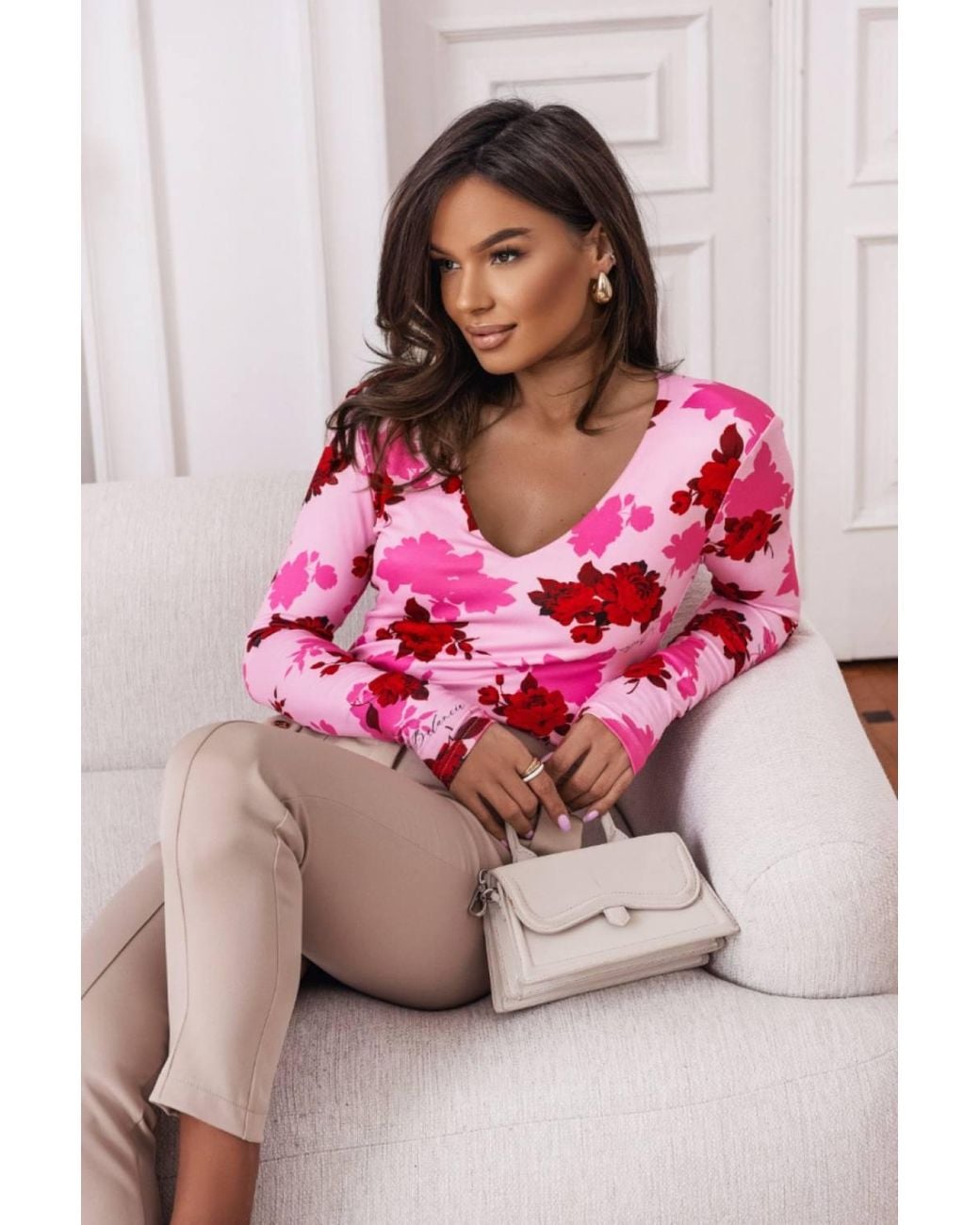 Love Lace Pink Essie Viscose Elastane Blouse Top