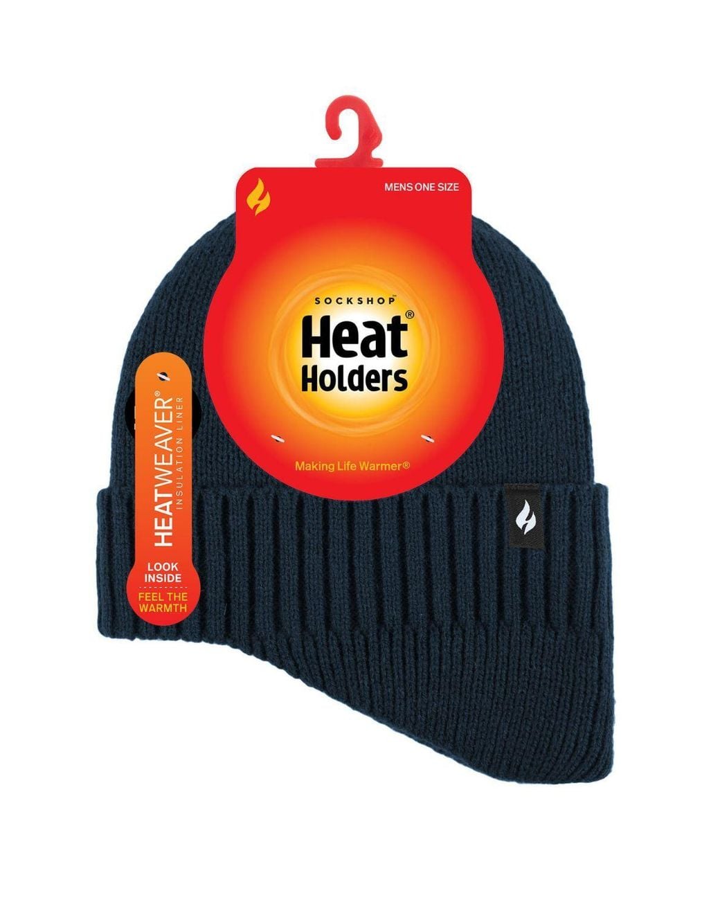 Heat Holders Blue Knitted Thermal Winter Warm Expedition Hat With Drop Neck for men