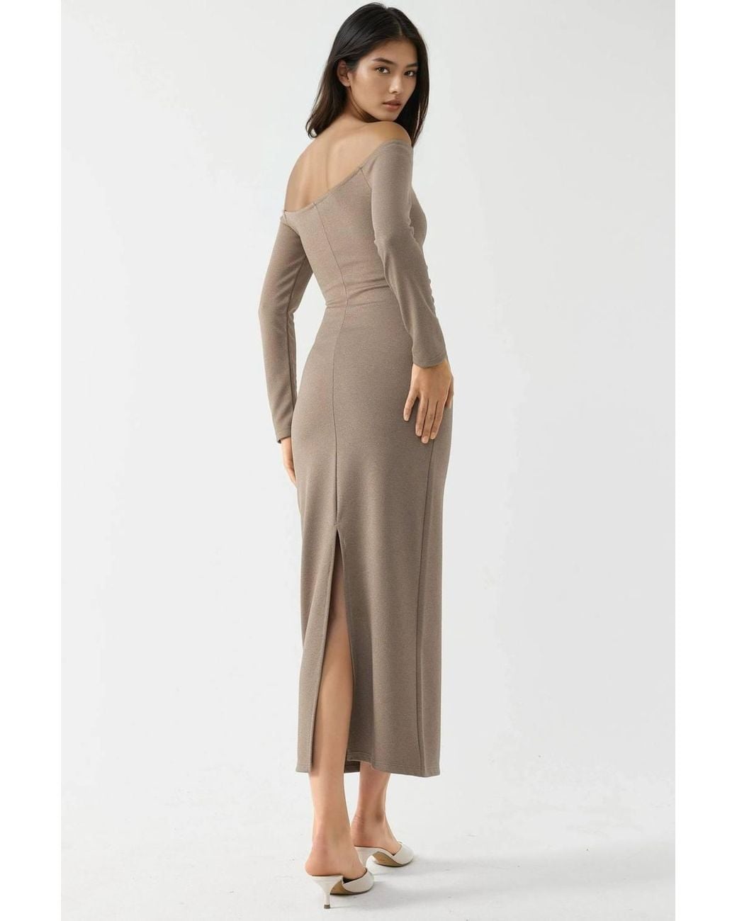 Busem Natural Off-Shoulder Bodycon Maxi Dress