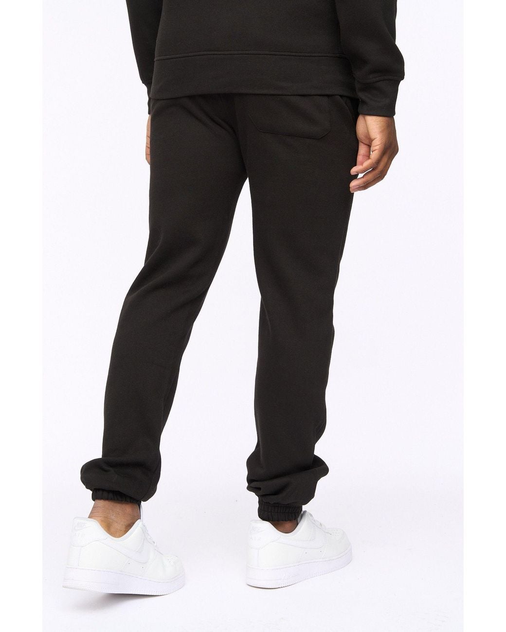 Crosshatch Black Jamals High-Build Graphic Logo Joggers With Cuffed Hem for men