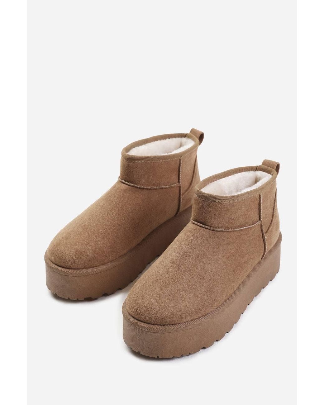 Where's That From Brown 'Jovina' Platform Ankle Boots With Faux Fur Lining