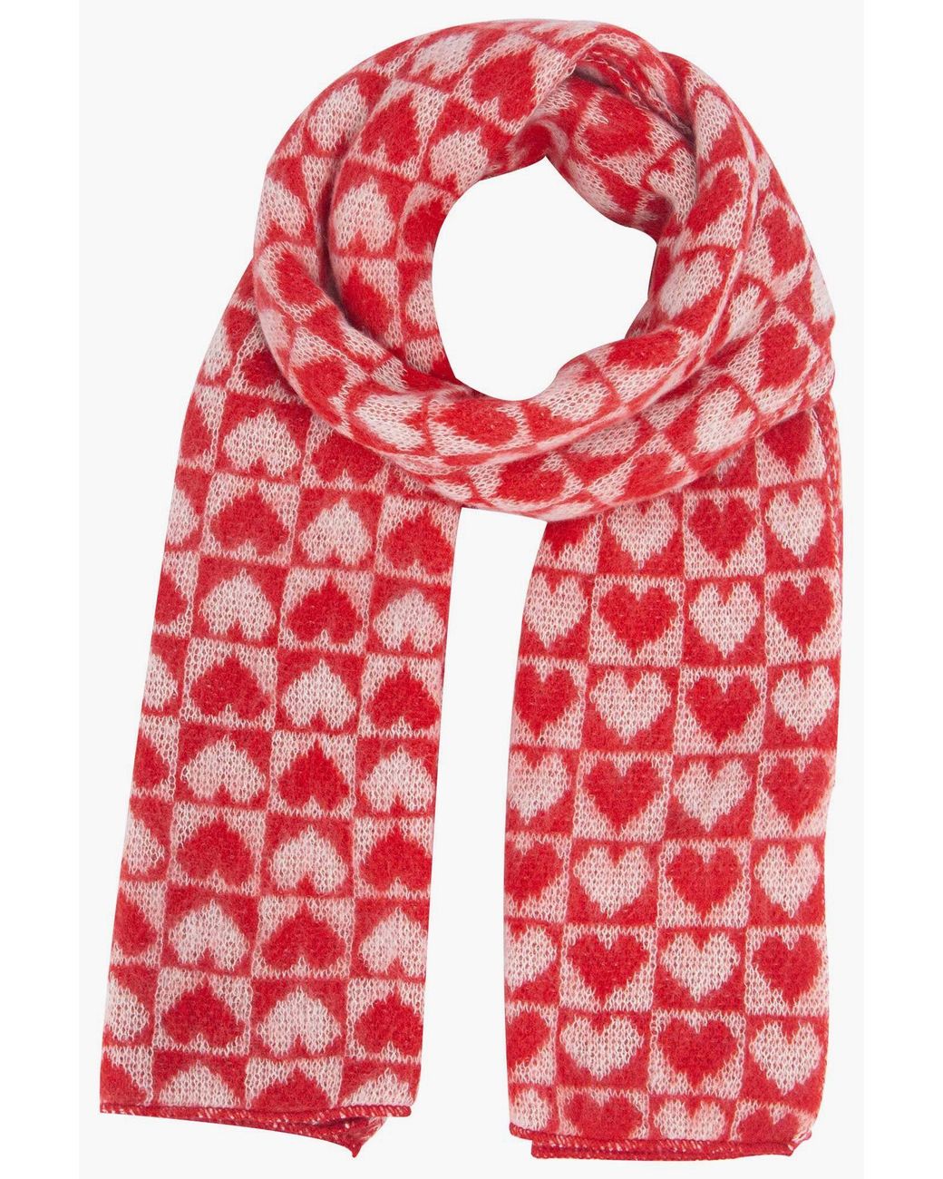 SARTA Red Heart Checkerboard Heavyweight Winter Scarf