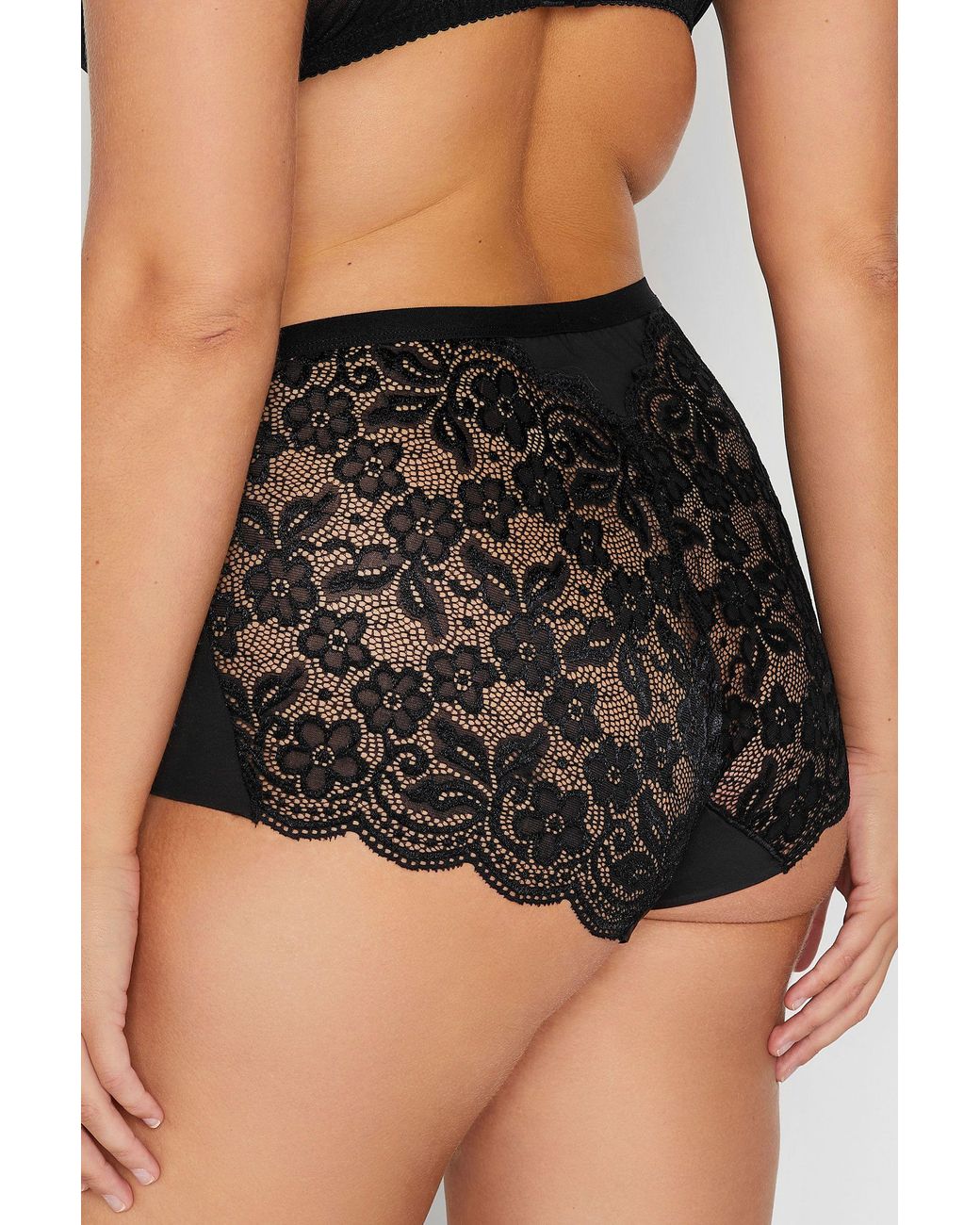 Yours Black 3 Pack Lace Full Briefs
