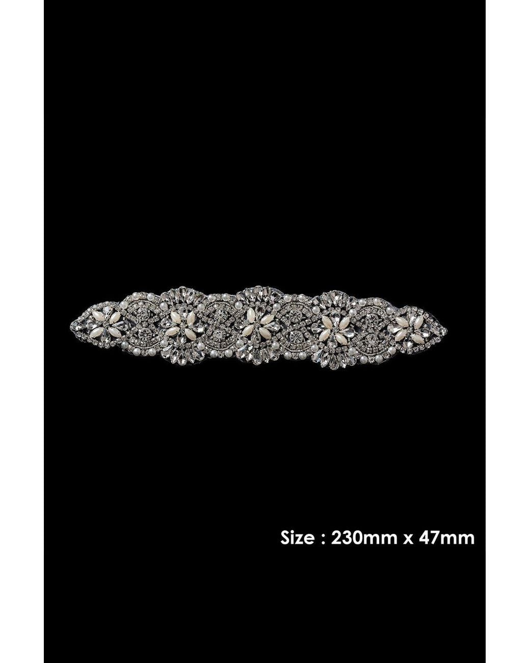 Neel Blue Black Diamante Motif Sew On Crystal Applique Rhinestone Studded Patch