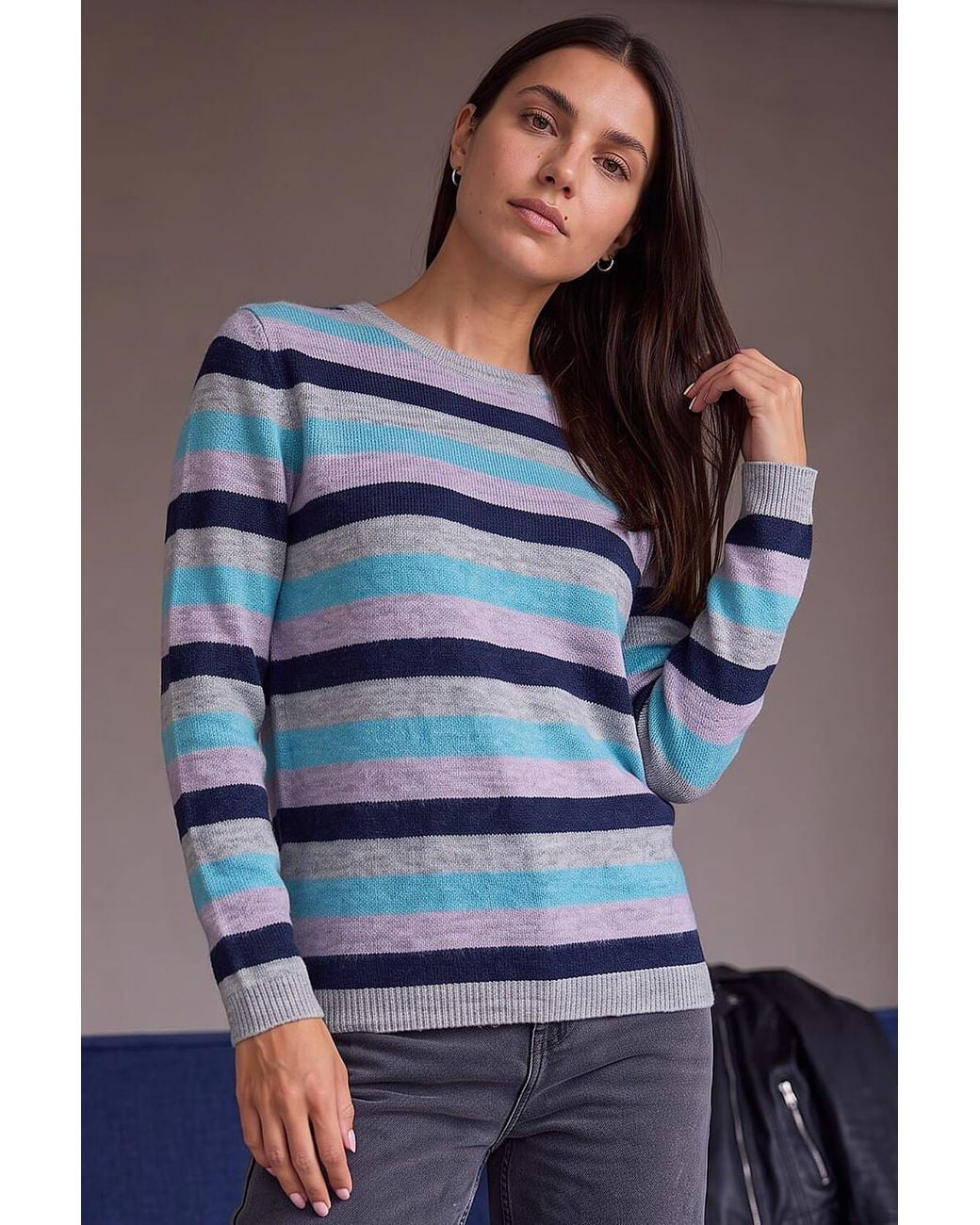 Roman Blue Stripe Soft Knit Jumper