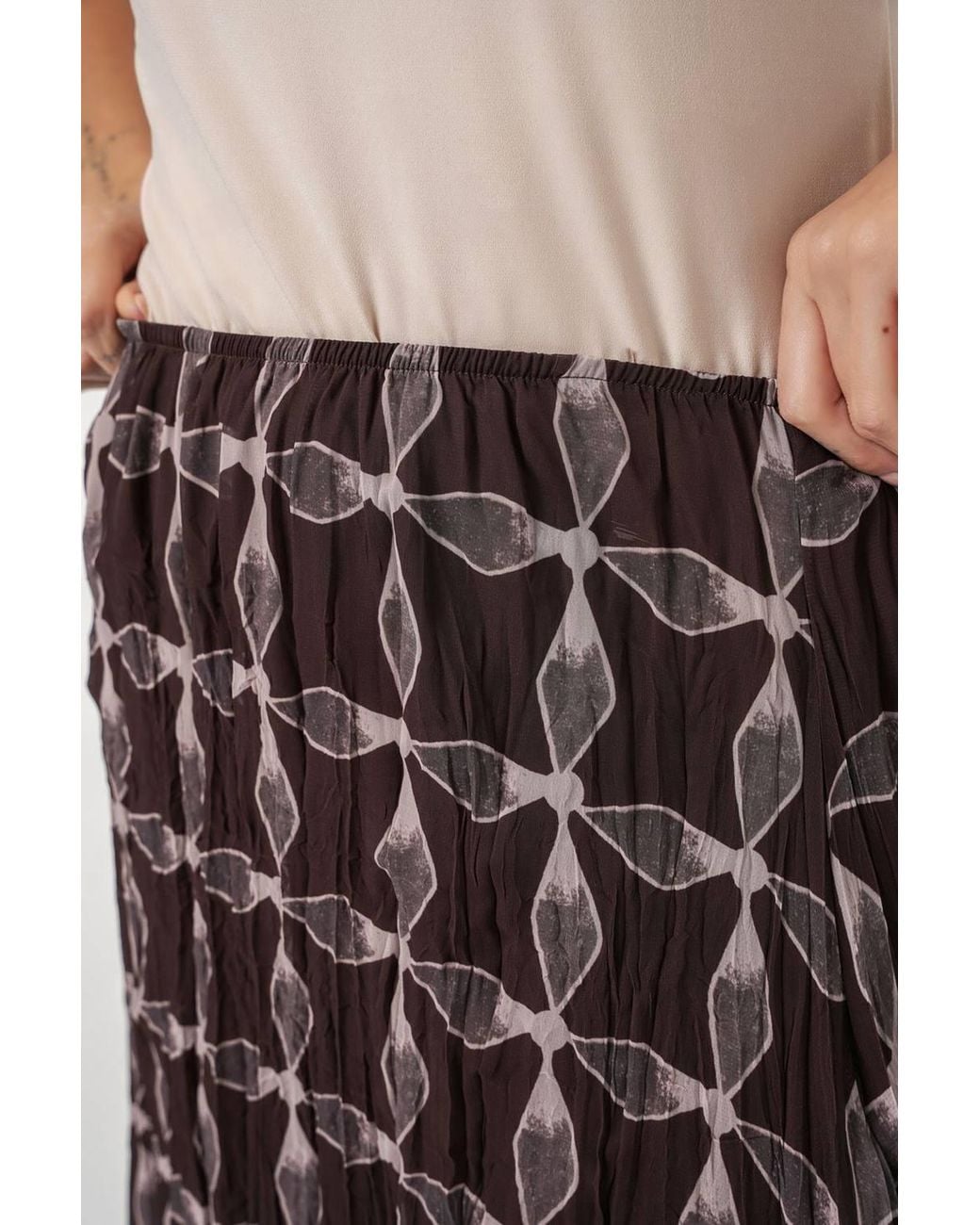 Bigdart Brown High Waist Geometric Print Maxi Skirt