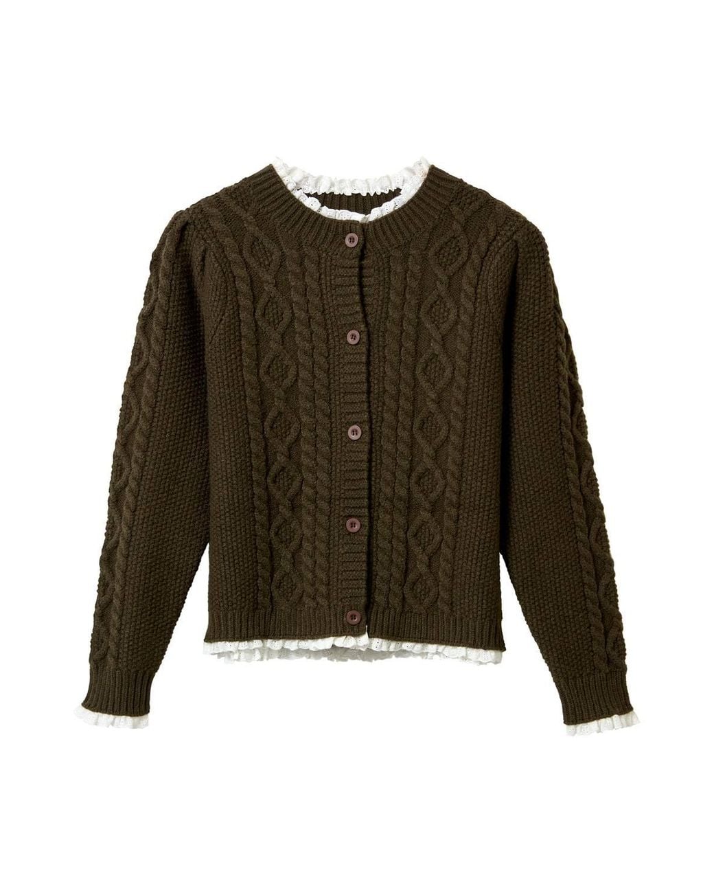 Joe Browns Brown Claudia Woven Trim Cable Knit Cardigan