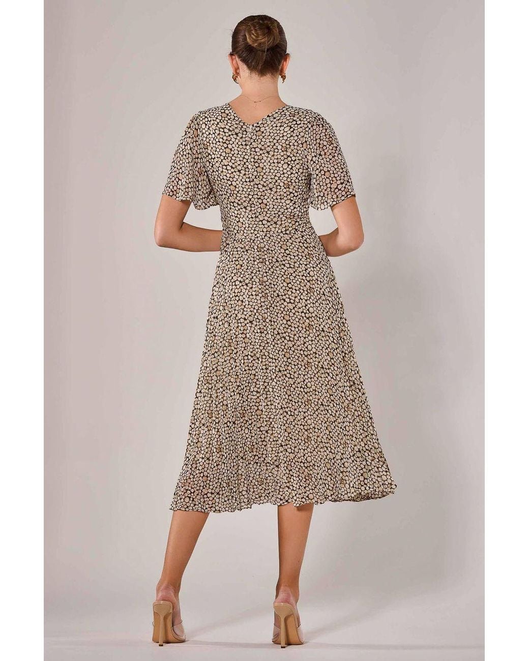 Jolie Moi Natural Chiffon Pleated Wrap Midaxi Dress