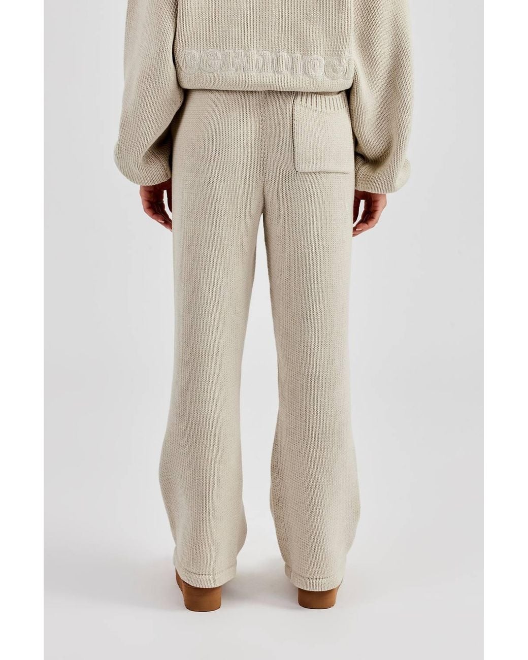 CERNUCCI Natural Knitted Embroidered Wide Leg Jogger