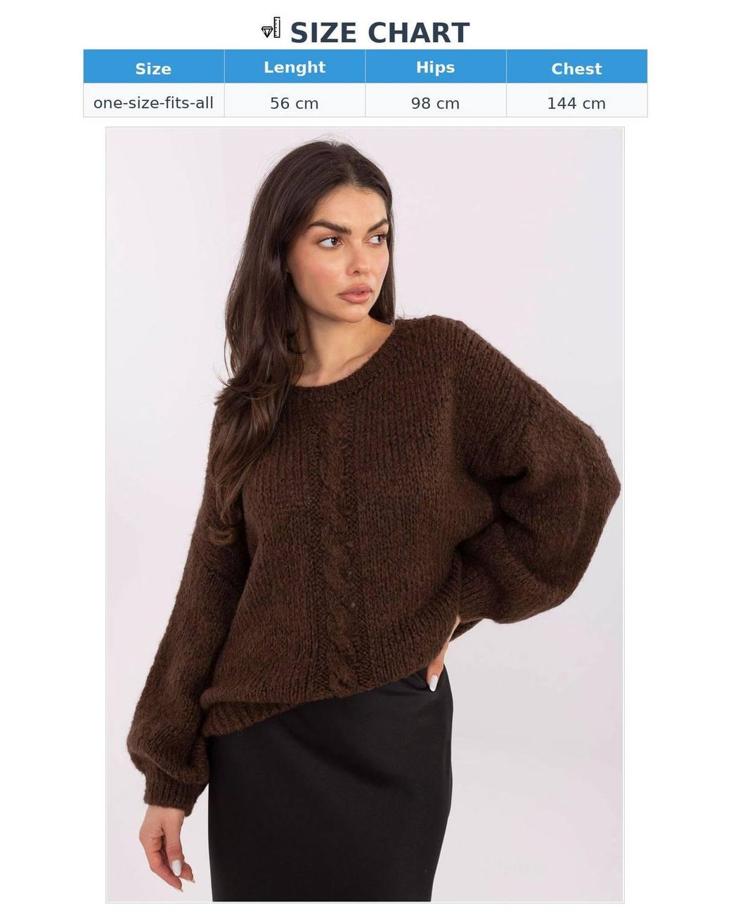 Love Lace Brown Loose Textured Sweater With Puff Sleeves