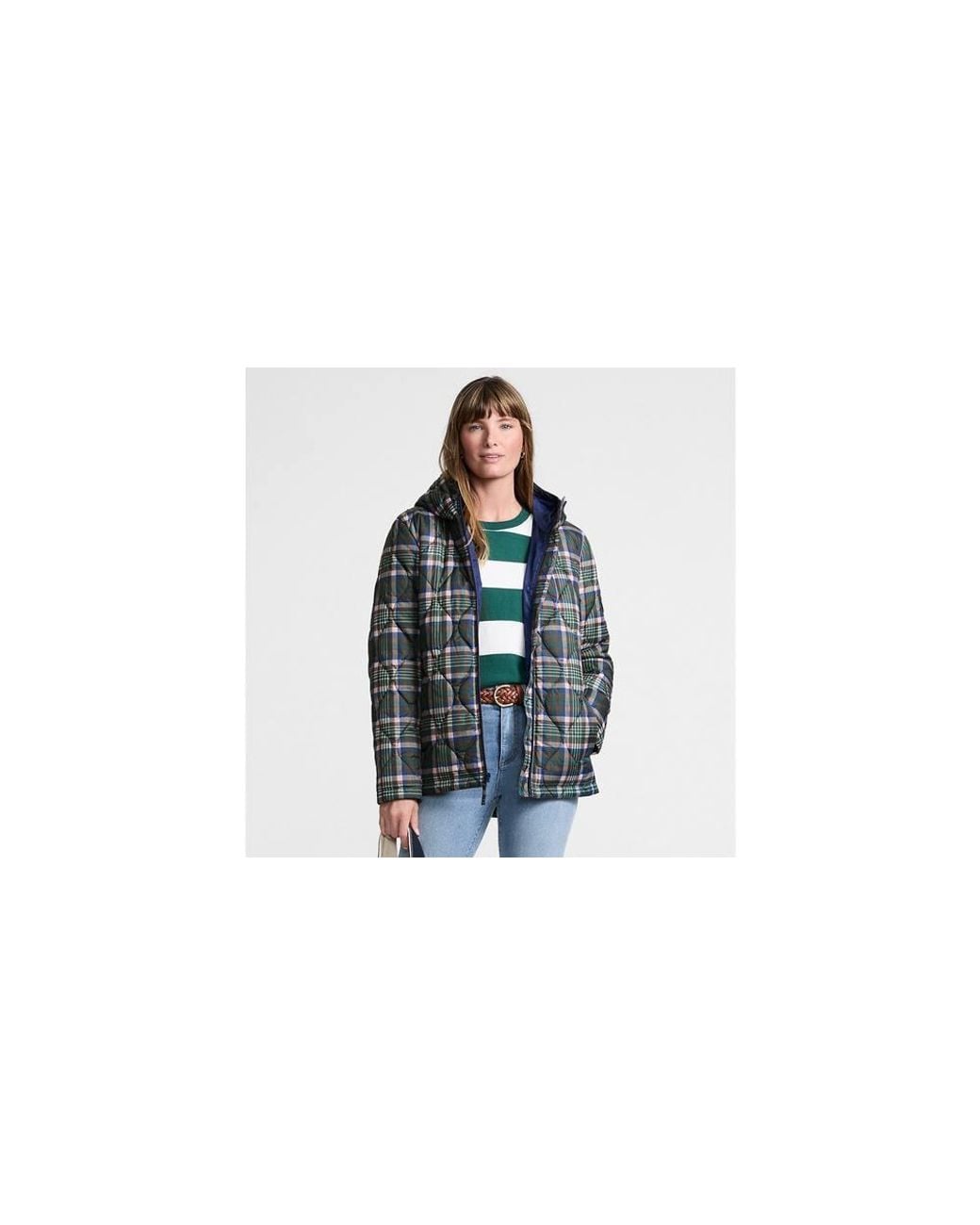 Lands' End Black Patterned Featherfree Insulated Quilted Jacket