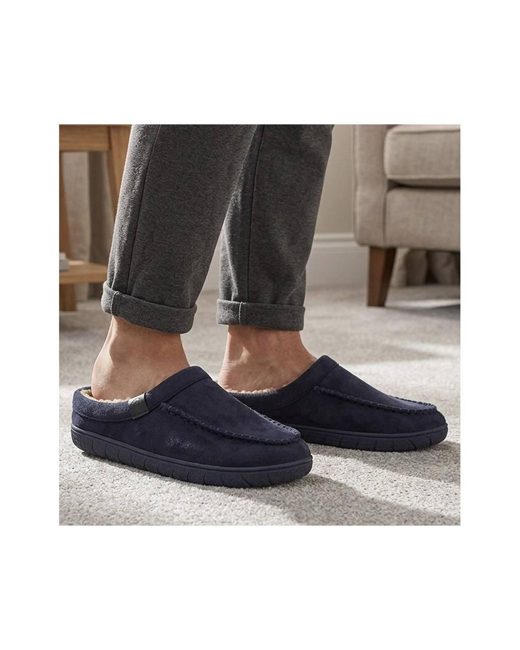Pavers Blue Cushioned Mule Slippers for men