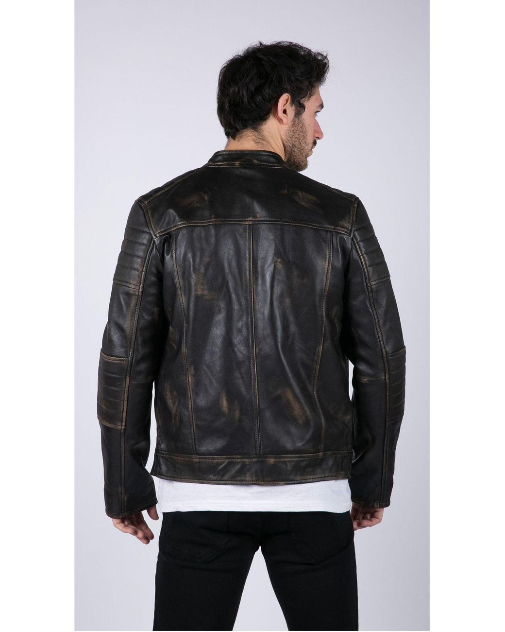 TruClothing Black Retro Real Leather Jacket for men