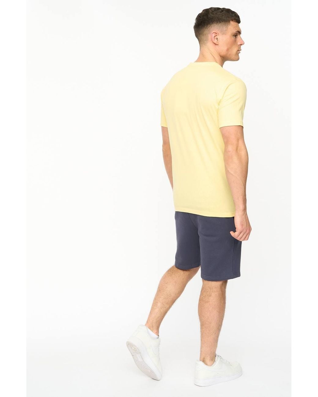 Crosshatch Yellow Kensby Crew Neck Cotton T-Shirt With High Build Graphics for men