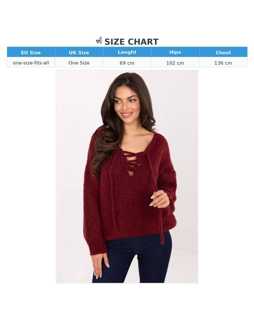 Love Lace Red Viscose Long Sleeve Comfortable Heavyweight Jumper