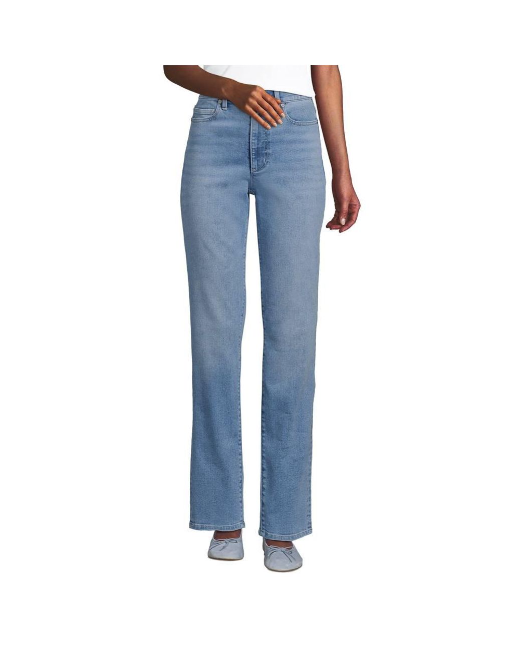 Lands' End Blue Recover Straight Leg Jeans, High Waisted