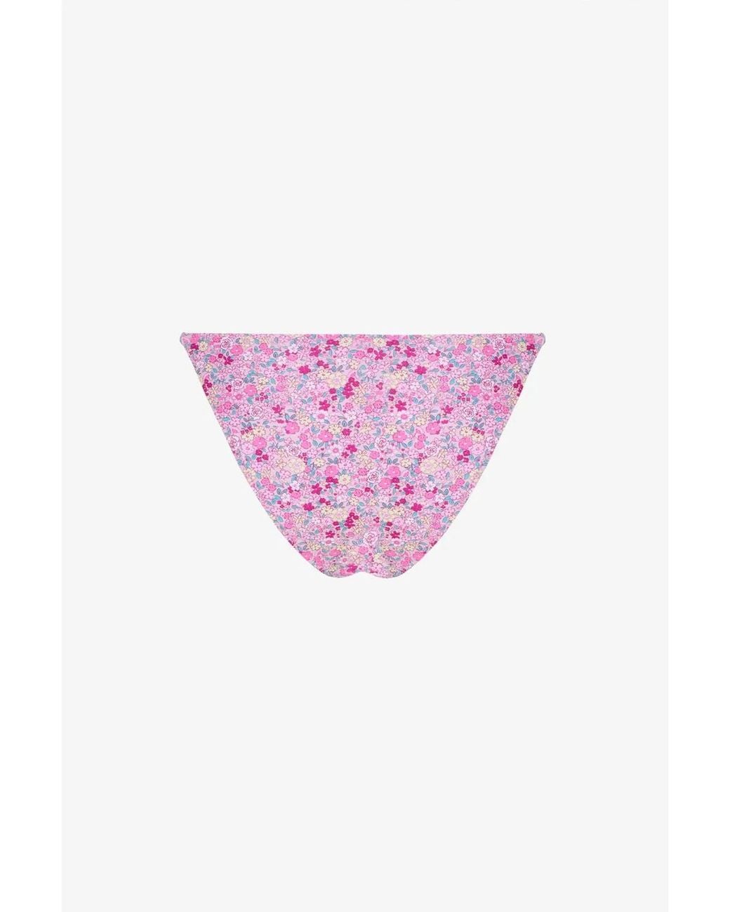 Penti Purple Amira Side Frilled Floral Pattern Low Waist Bikini Bottoms