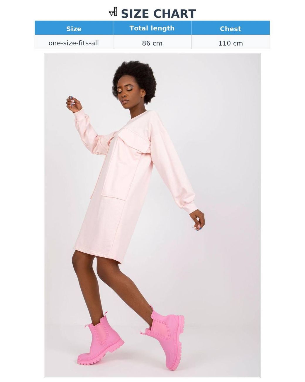 Love Lace Pink Long Sleeve Loose Fit Dress With Front Pockets