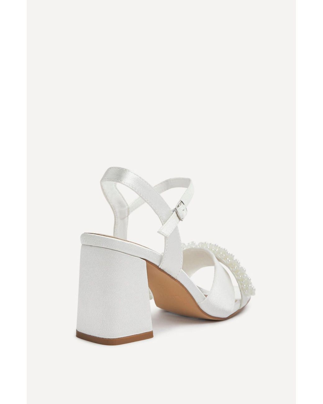 Linzi White Iris Bridal Satin Pearl Embellished Heels