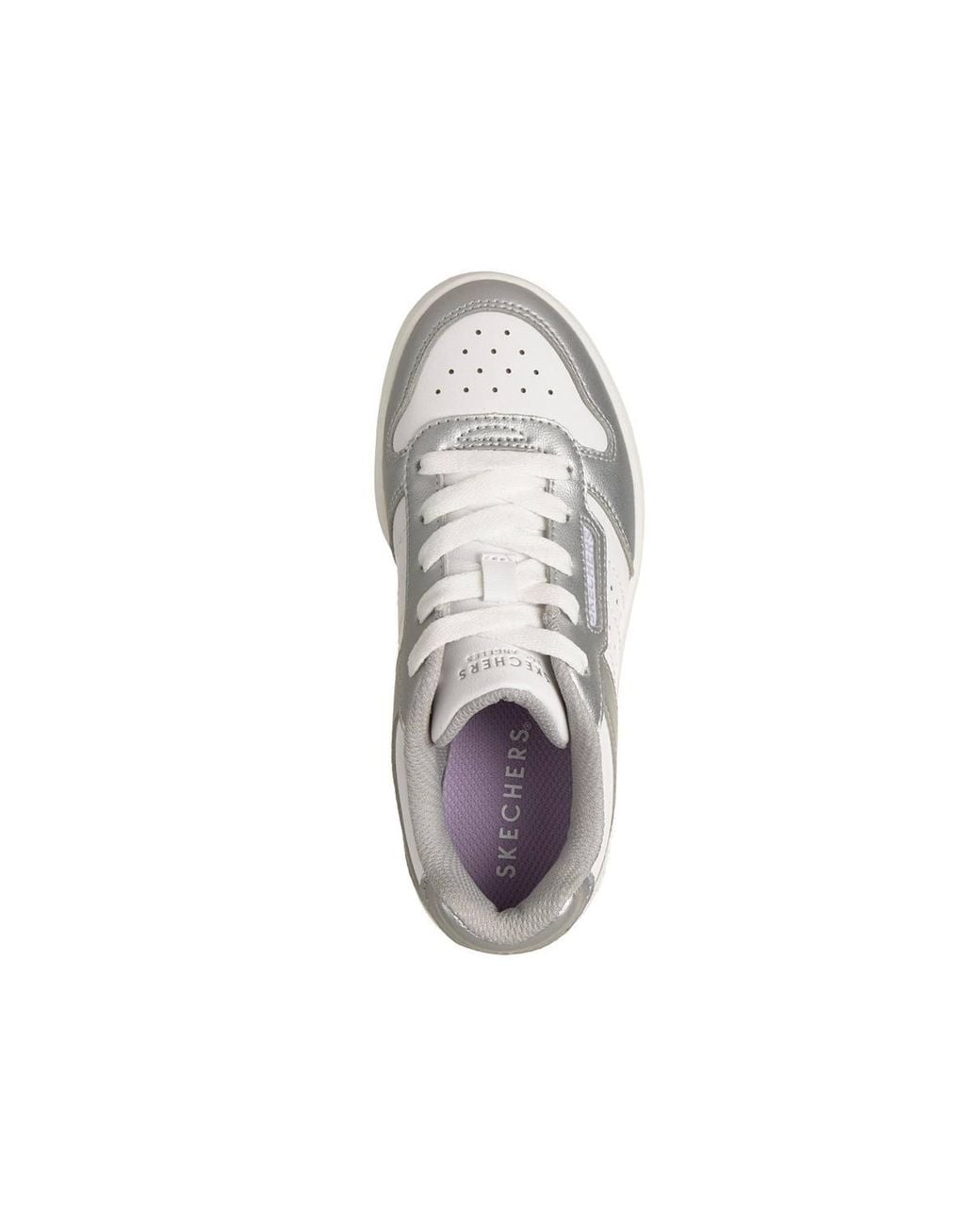 Skechers Metallic Lace Up Low Top Sneaker With Quarter Perf Detail