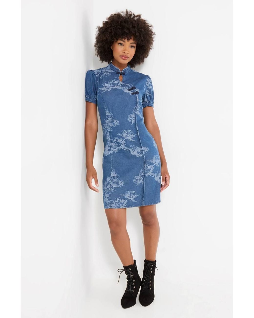 Joe Browns Blue Jessie Denim Jacquard Mini Dress