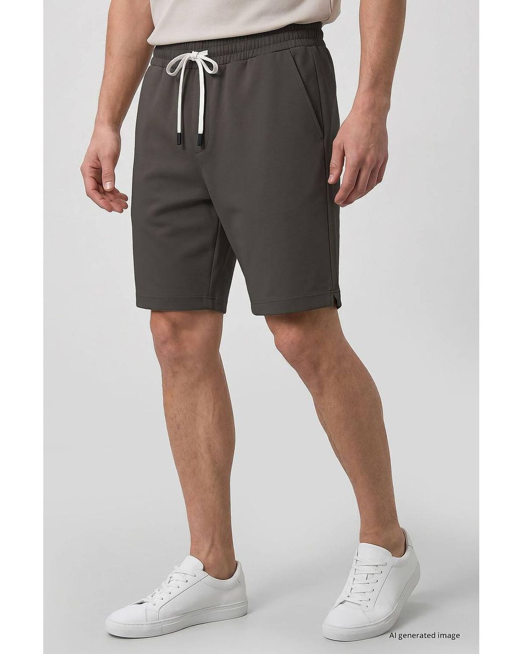 TOMMY LIFE Black Mid Waist Jersey Shorts for men