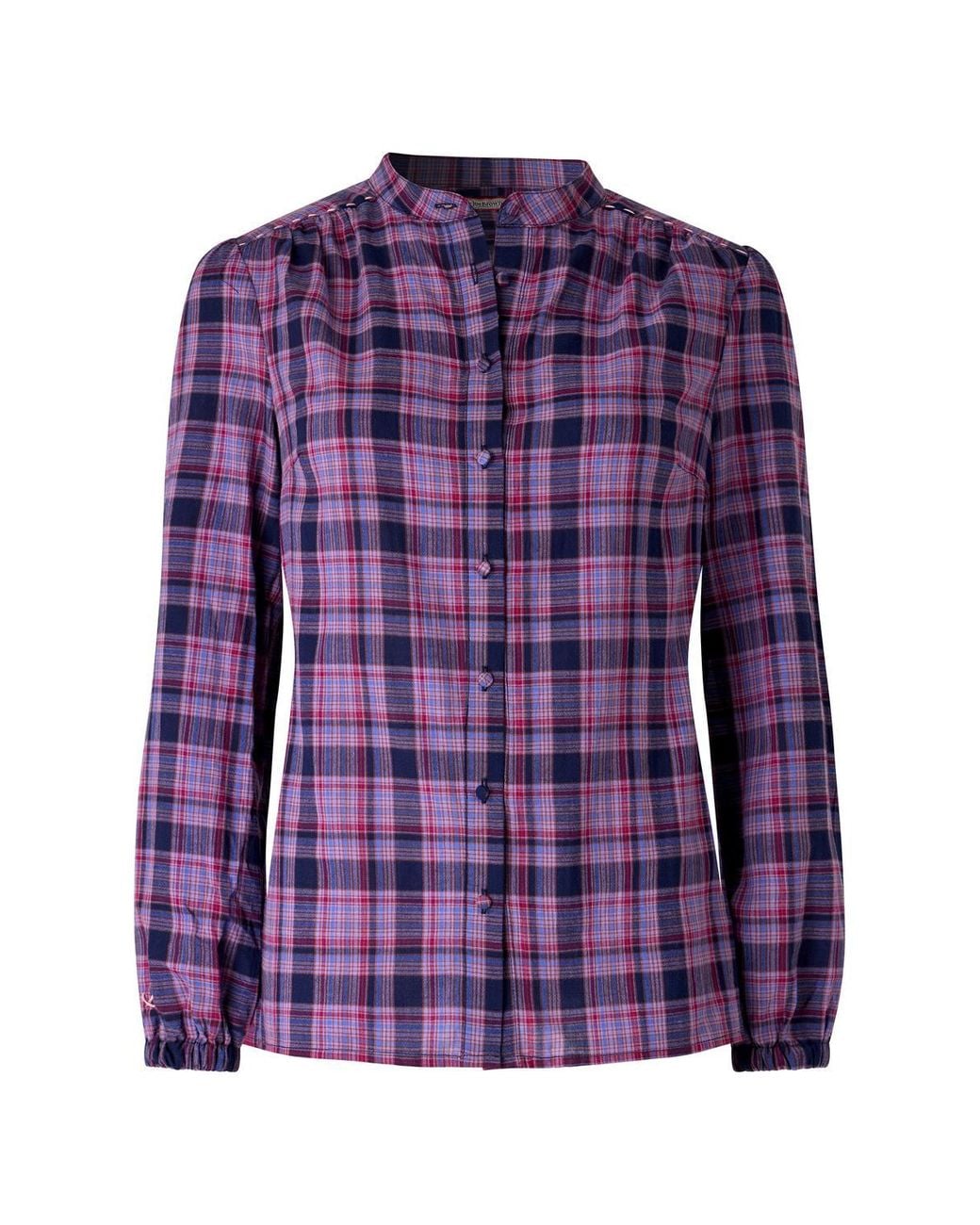 Joe Browns Purple Sophia Checked Blouse With Sheering Detail