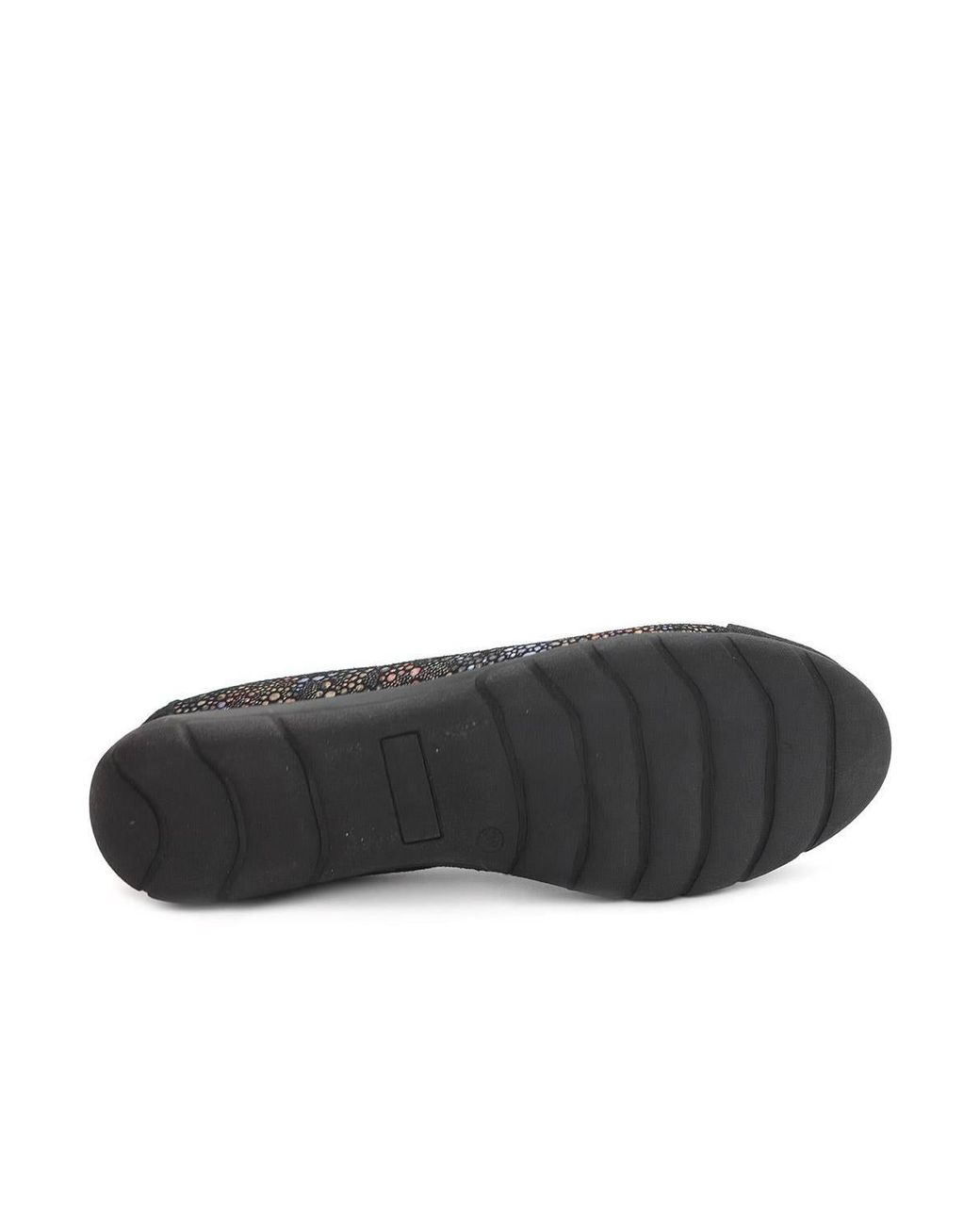 Pavers Black Leather Slip On Ballet Flats