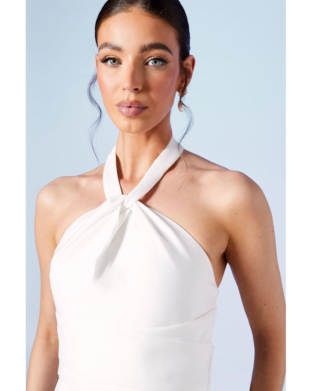 Coast White Structured Satin Halterneck Bow Back Wedding Dress
