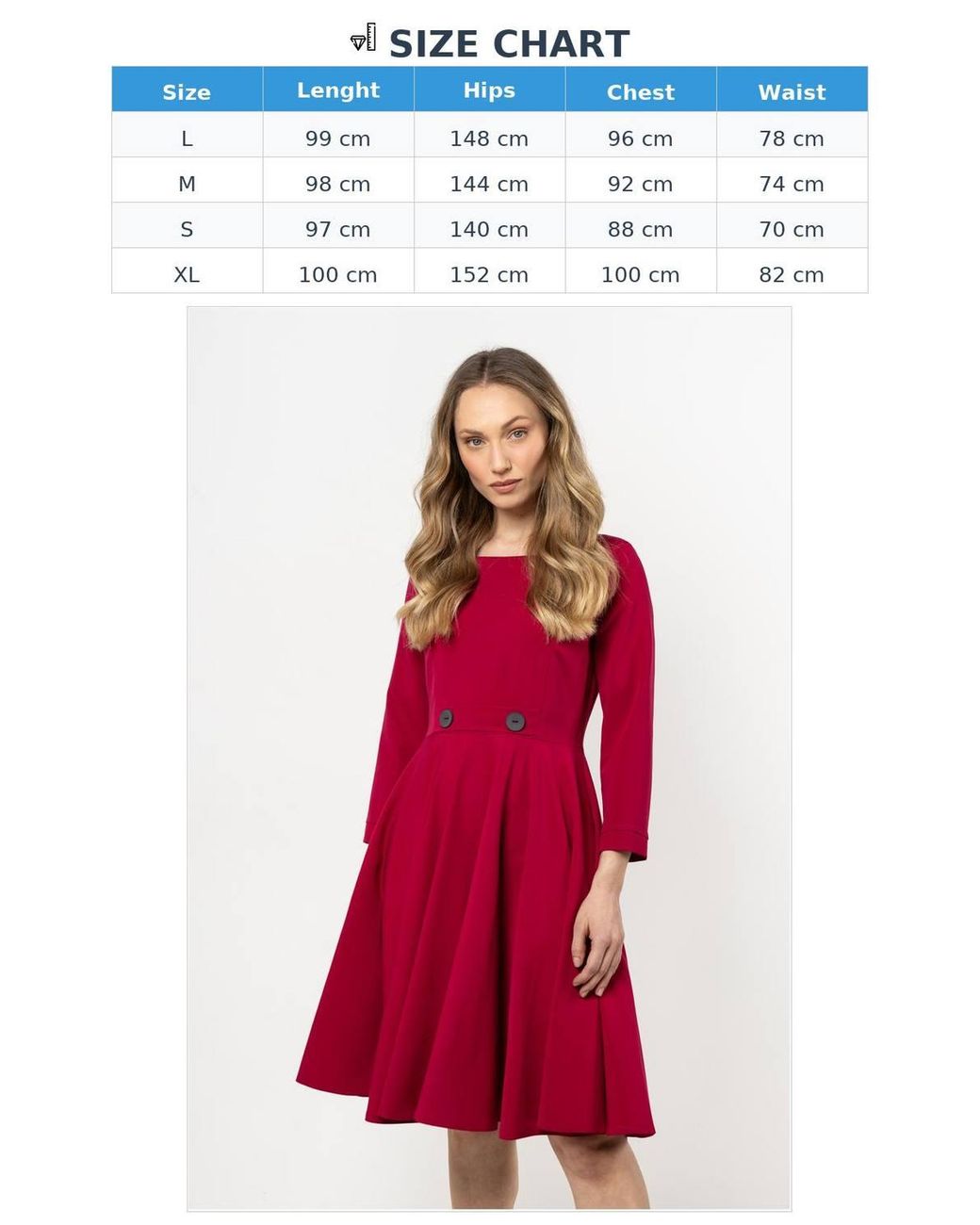 Love Lace Classic Modern Flared Day Dress With Buttons