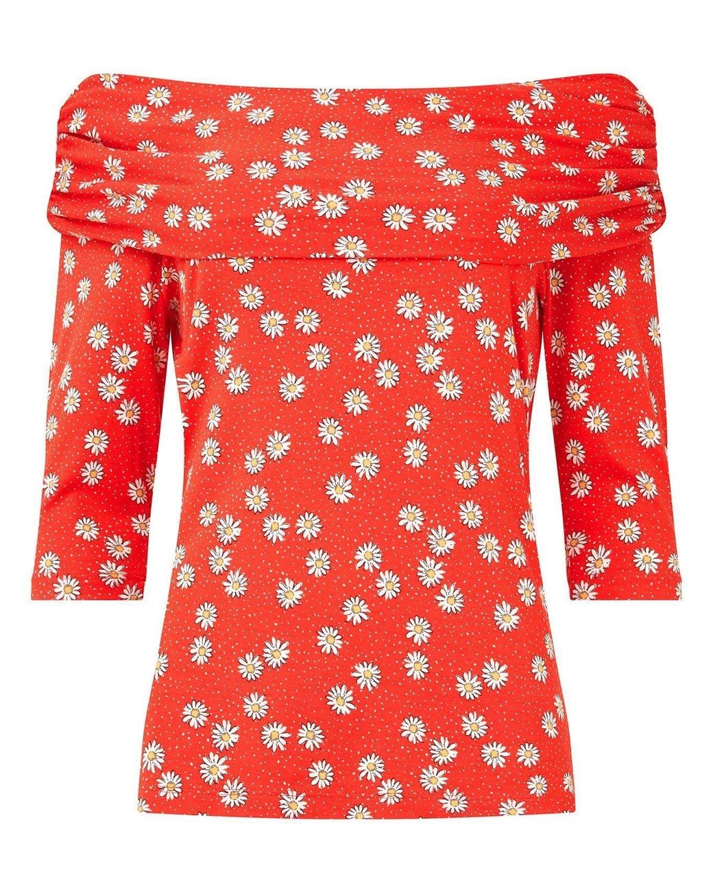 Joe Browns Red Ditsy Bardot Jersey Top