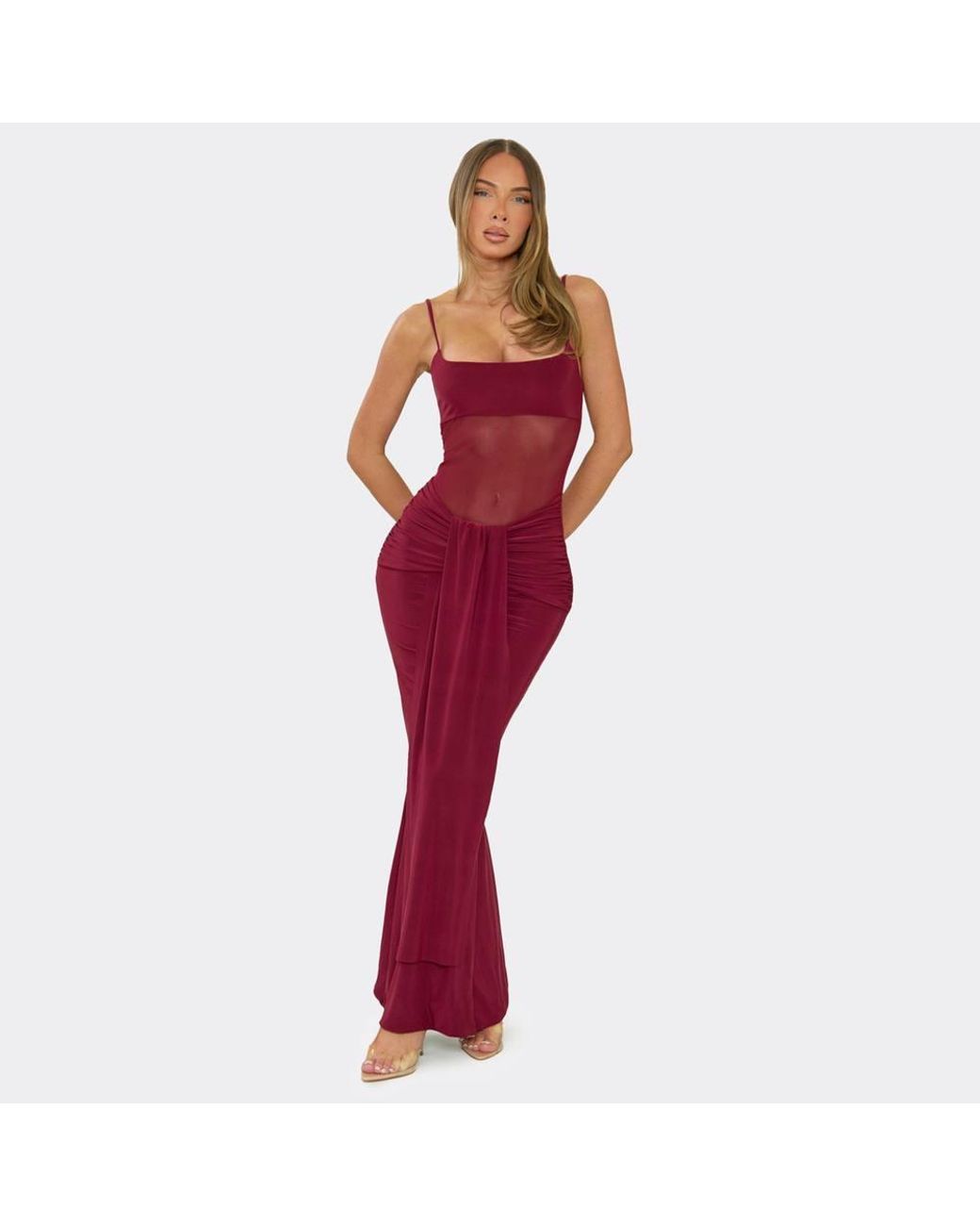 EGO Red Strappy Drape Maxi Dress