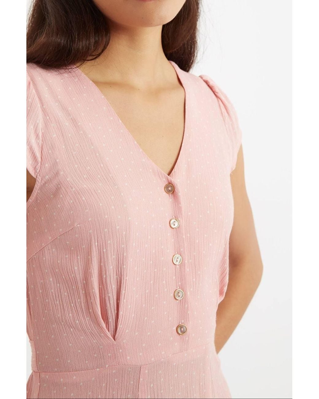 Louche Pink Cathleen Mini Petite Dot Tea Dress