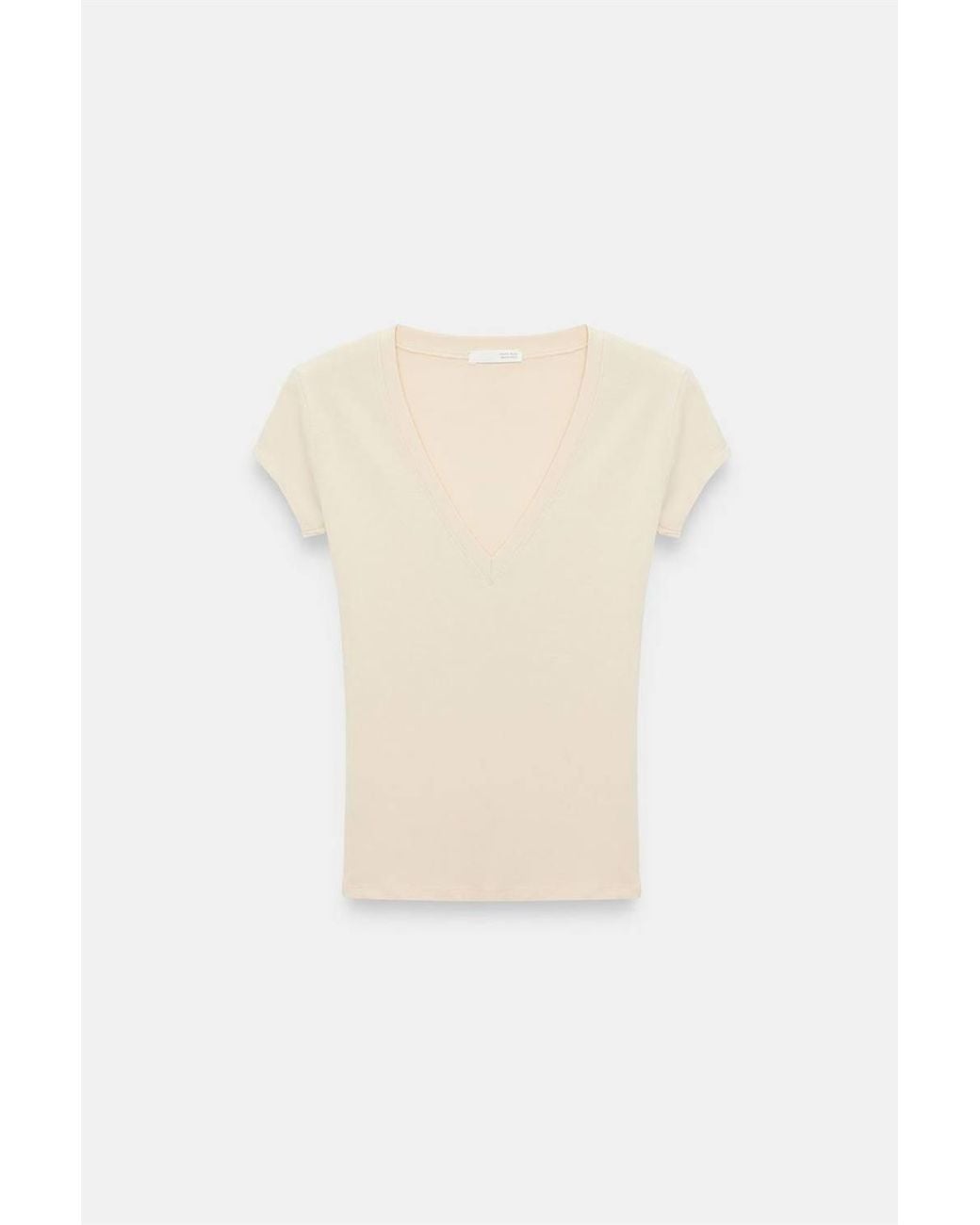 Dilvin Natural Slim Fit V-Neck Jersey Blouse