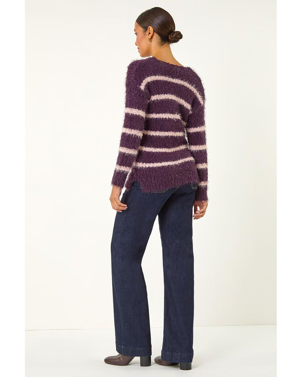 Roman Purple Stripe Fluffy Knit Jumper
