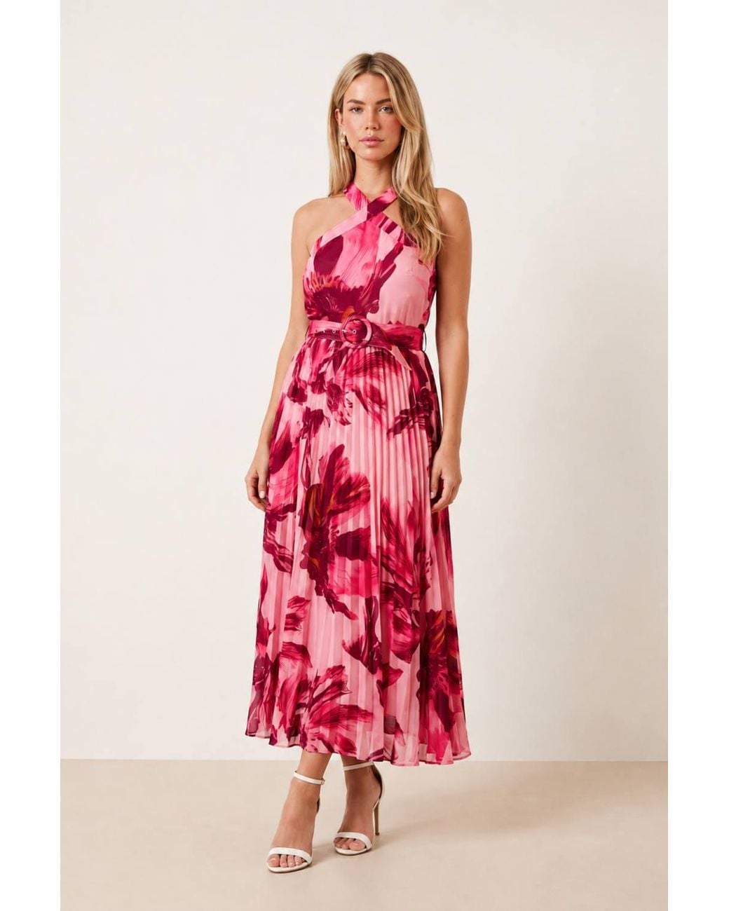 Style Cheat Red Paige Pleat Dress