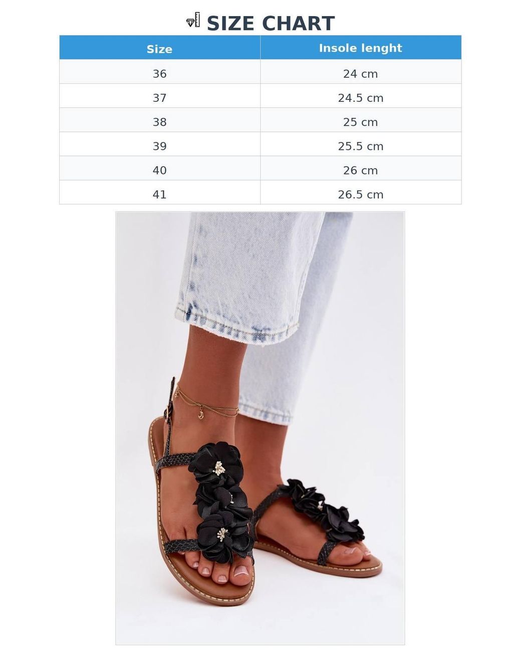 Love Lace Black Stylish Fabric Flower Sandals With Adjustable Buckle Soft Insole