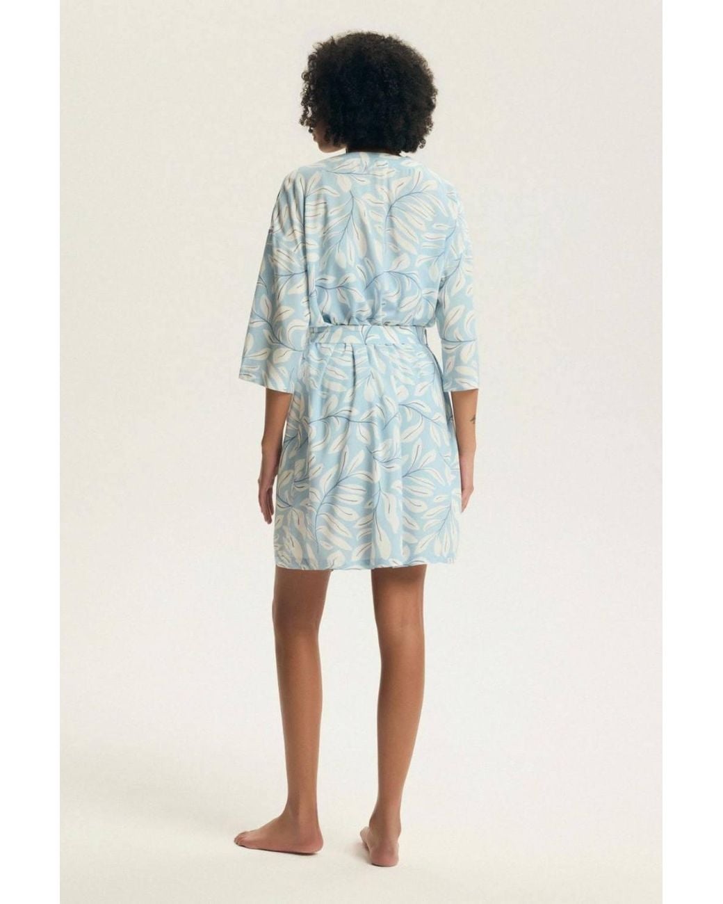 KDMD Blue Viscose Knee Length Bathrobe