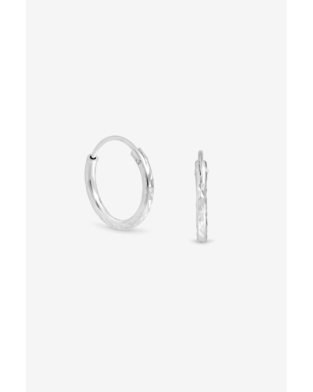 Simply Silver Blue Sterling Plated Mini Diamond Cut Hoops