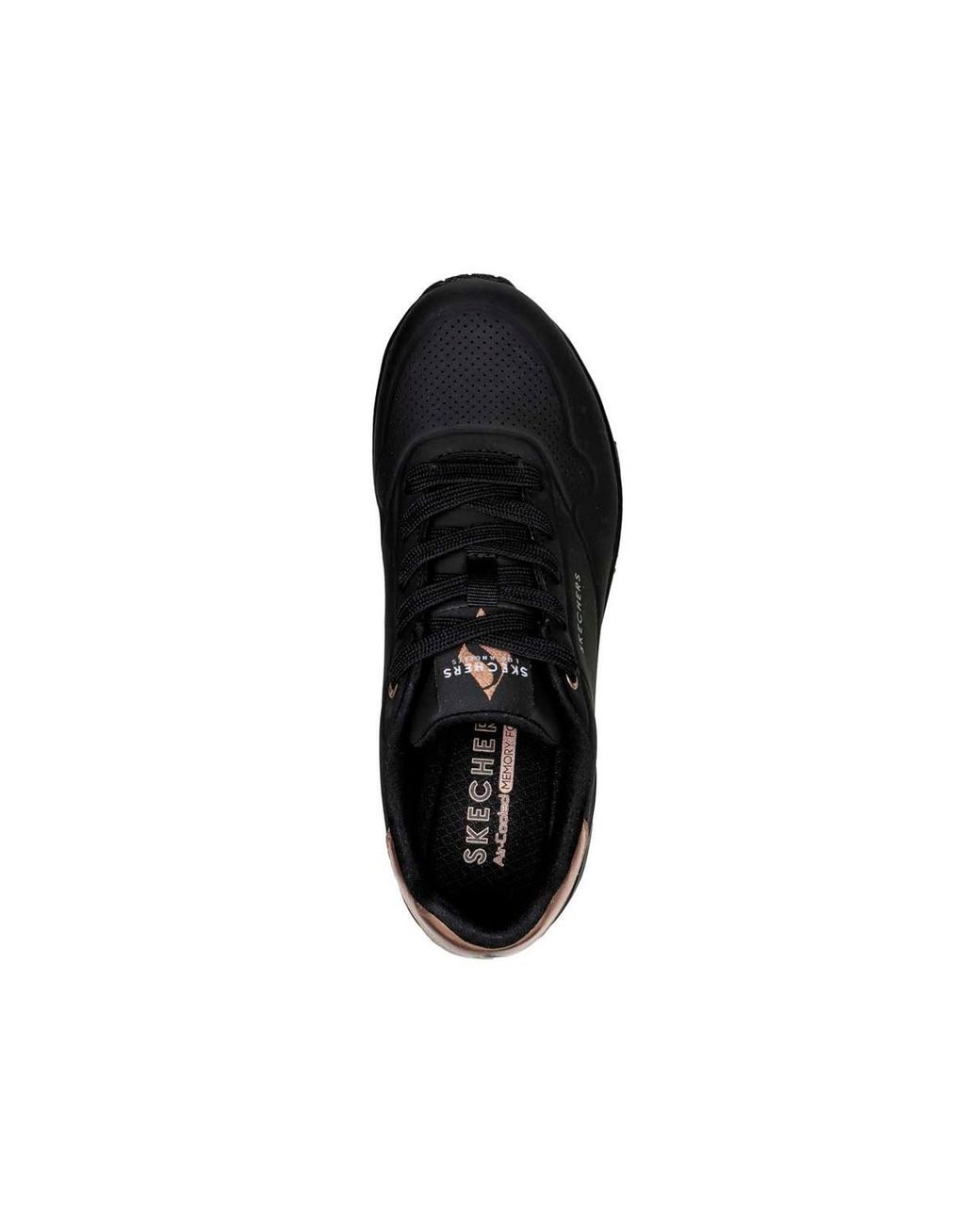 Skechers Black Uno Metallic Heel Trainers