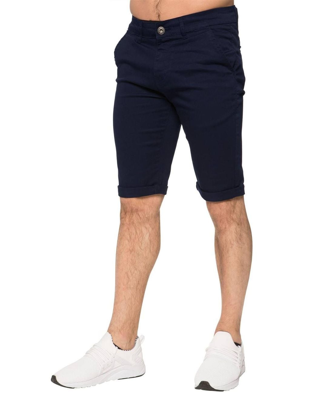 Enzo Blue Slim Fit Stretch Chino Shorts for men